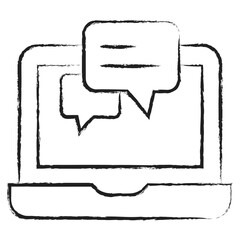 Hand drawn Laptop Chat icon