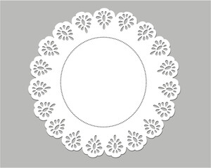 Vintage Lace Doily, Decorative Place Mat Design, Laser Cutting Template