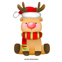 Cute reindeer Christmas cartoon with soft pastel color