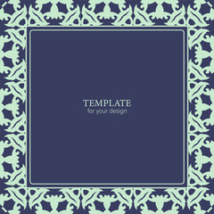 Frame with classic ornament. Ethnic texture designs can be used for backgrounds, motifs, textile, wallpapers, fabrics, gift wrapping, templates. Vector	
