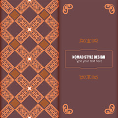 Template for your design. Ornamental elements and motifs of Kazakh, Kyrgyz, Uzbek, national Asian decor for packaging, boxes, banner and print design. Vector. Nomad style.