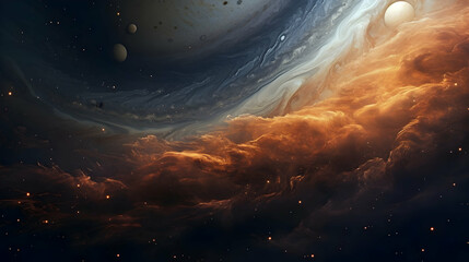 The planet Jupiter in space ai generated - obrazy, fototapety, plakaty