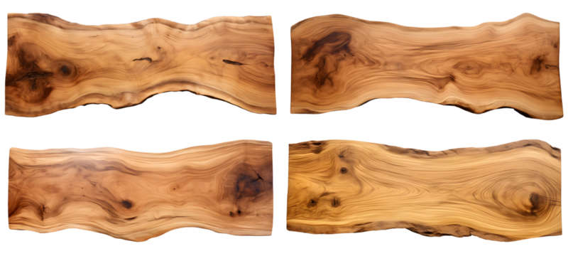 Blank empty wooden curve rustic signage sign board plank wood on transparent background cutout, PNG file. Many assorted different Mockup template for artwork design