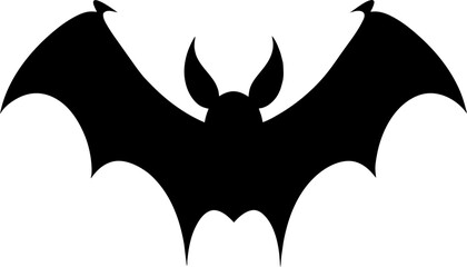 Bat Silhouette - Black flying bat silhouette isolated on white background