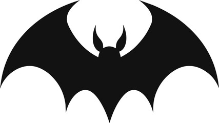 Bat Silhouette - Black flying bat silhouette isolated on white background