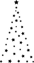 vector illustration of a Christmas tree with stars on a transparent background