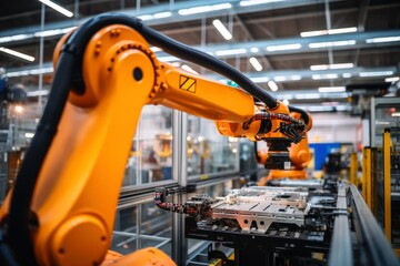 An industrial robot arm in an autonomous production line.