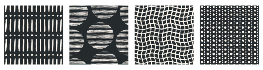 Set of Aesthetic Contemporary printable seamless pattern with abstract Minimal elegant line brush stroke shapes and line in nude colors.