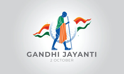 2 October Gandhi Jayanti Logo Design With Abstract Flag