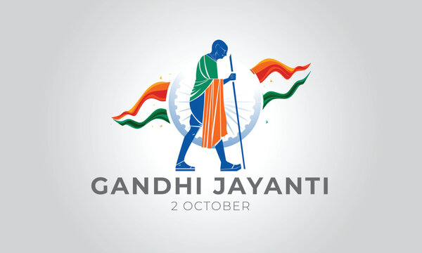 2 October Gandhi Jayanti Logo Design With Abstract Flag