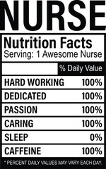 Nurse Nutrition Facts T-shirt Design