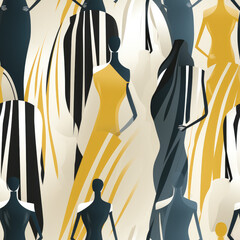 Mannequins cartoon fashion repeat pattern