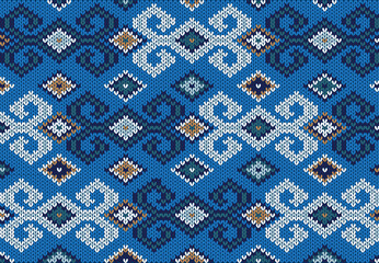 Christmas fair isle pattern background for fashion textiles, knitwear and graphics - obrazy, fototapety, plakaty