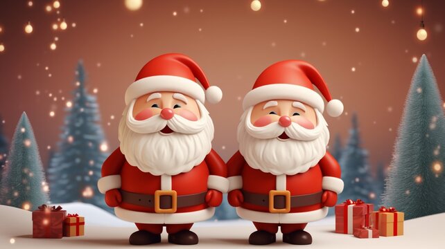 3d rendered santa clause with gift boxes
