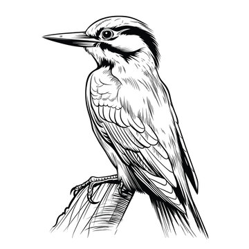 Hand Drawn Sketch Woodpecker Bird Illustration