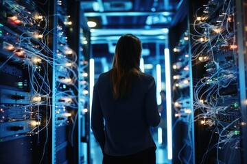 A server administrator in a data center.