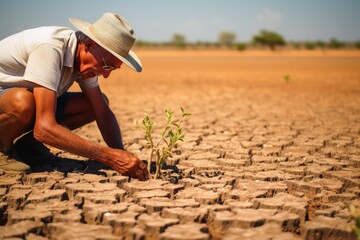 A farmer tests the dry ground of climate change.