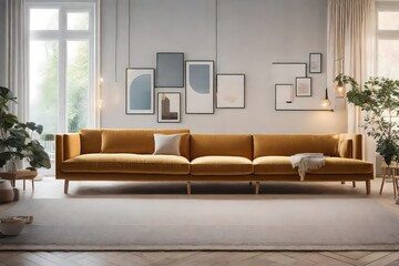 a gender-neutral Scandinavian sofa with a mix of cool and warm color variations