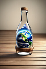 Surrealistic illustration of ornament bottle with the universe inside