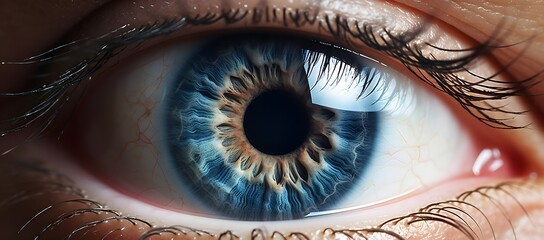 Blue Macro eye close up - obrazy, fototapety, plakaty