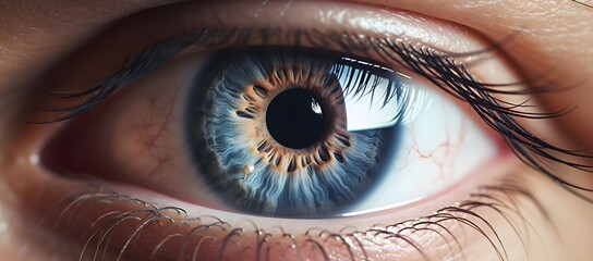 Blue Macro eye close up - obrazy, fototapety, plakaty