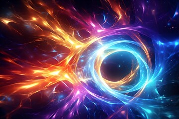 Obraz premium Luminescent Fractal Symphony: Radiant Patterns in Motion