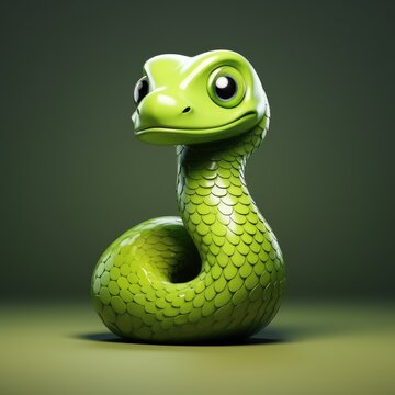 snake characters and 3D objects made in minimalist styles on an isolated background, Pre-school education of children on colorful 3D pictures used as the alphabet