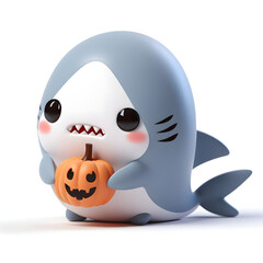 3D cute little baby shark, halloween pumpkin character