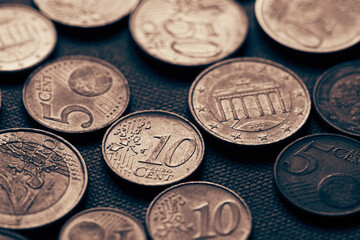 Euro coins. Selective focus.