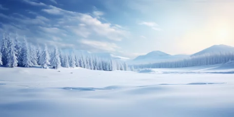 Zelfklevend Fotobehang winter landscape, cold, christmas, snow,  © RemsH