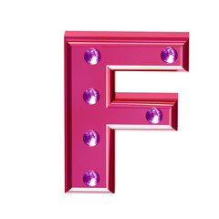Pink symbol with metal rivets. letter f