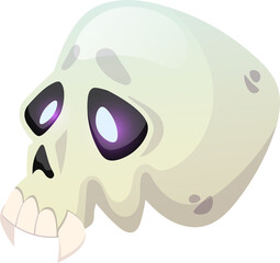 Spooky skull halloween decoration. Cartoon Illustration isolated on transparent background.