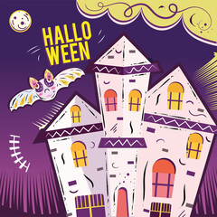 Halloween Castle With Bat on Poster