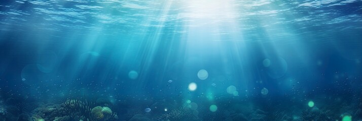 underwater world background with lightleaks bubbles and bokeh - obrazy, fototapety, plakaty