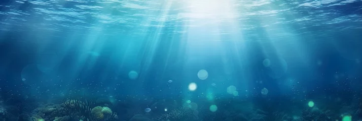 Fotobehang underwater world background with lightleaks bubbles and bokeh © W&S Stock