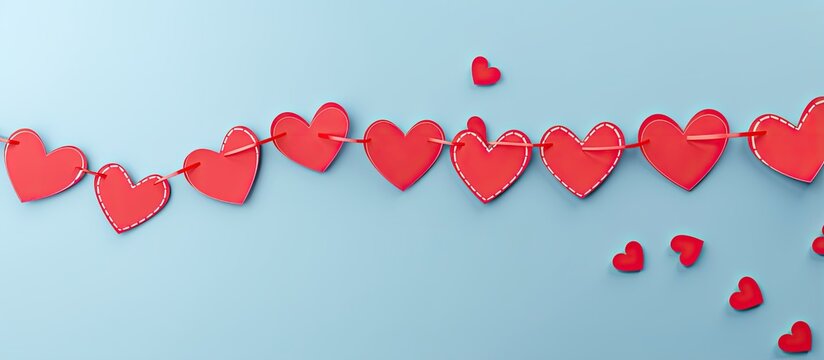 Decorative banner featuring paper cutouts of tie hearts and moustache on a rope ideal for Fathers Day birthday bachelor party or anniversary celebrations Perfect for website blog or article