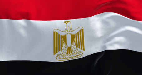Close-up of Egypt national flag waving in the wind