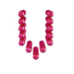 Symbol made of 3d cylinders. letter v