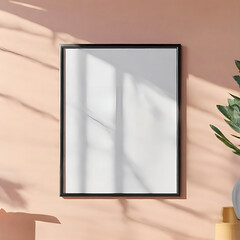 mockup for posters, pictures or images hanging on a wall with natural light coming in. Generative AI