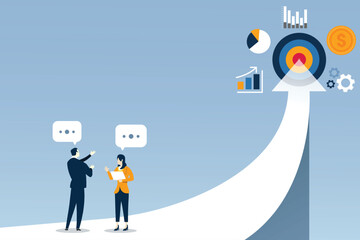 Business illustrations, business strategy, plan, goal and successful target.	