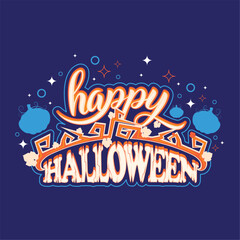 Colored Happy halloween lettering background Vector illustration
