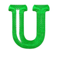 Symbol made of green dollar signs. letter u