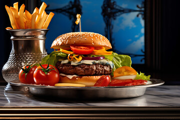 burger and fries