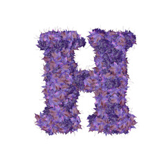 Symbol from autumn purple leaves. letter h