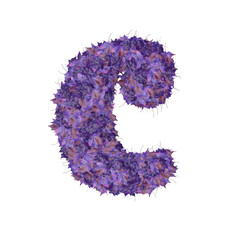 Symbol from autumn purple leaves. letter c