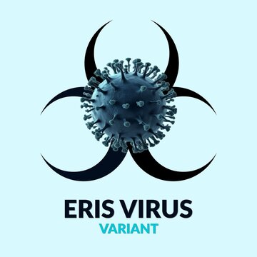 New concept design with virus cell and biohazard symbol.