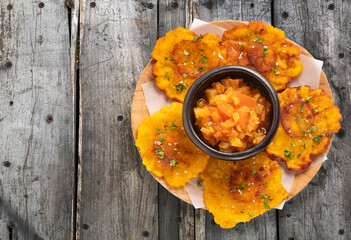 Fried plantain patacon - Colombian traditional food