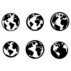 Planet Earth icon vector silhouette