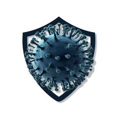 Shield protecting virus to enter concept background