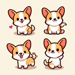 Cute puppy vector illustration collection set